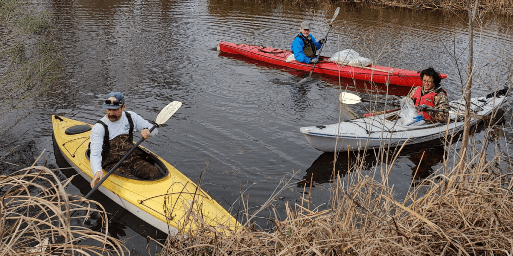 Burnt Mill Creek Cleanup, January 13. Lower Cape Fear Wildlife kicked off 2024 with a cleanup at Burnt Mill Creek in Wilmington. Volunteers removed 100 pounds of trash from the riparian habitat. These cleanup efforts improve habitat conditions for a variety of native wildlife species!
