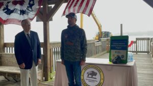 A photo of a veteran recognized at the Veteran's Day celebration at Patriot Pier.