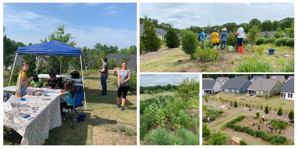 Volunteers working at the Stonemill Falls Butterfly Garden