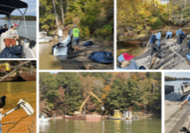 October 26, Hurricane Helene Cleanup Lake Norman, In response to the Hurricane Helene disaster, NCWF lake Norman Wildlife Conservationists Chapter organized a massive cleanup effort on Lake Norman. Over 70 volunteers and 10 boats removed nearly 20 tons of debris from the water and shorelines of the Lake Norman State Park Area with the help from a barge, excavator, dumpster bags and chainsaws. Two miles of shoreline were ridded of the countless threats to wildlife, habitat, water quality, and people!