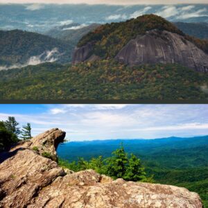 Looking Glass Rock and Blowing Rock are two unique geologic features of the North Carolina mountains