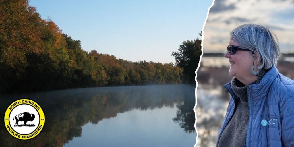 A photo of Katherine Skinner and the Roanoke River